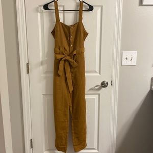 Button and Pocket Front Belted Jumpsuit